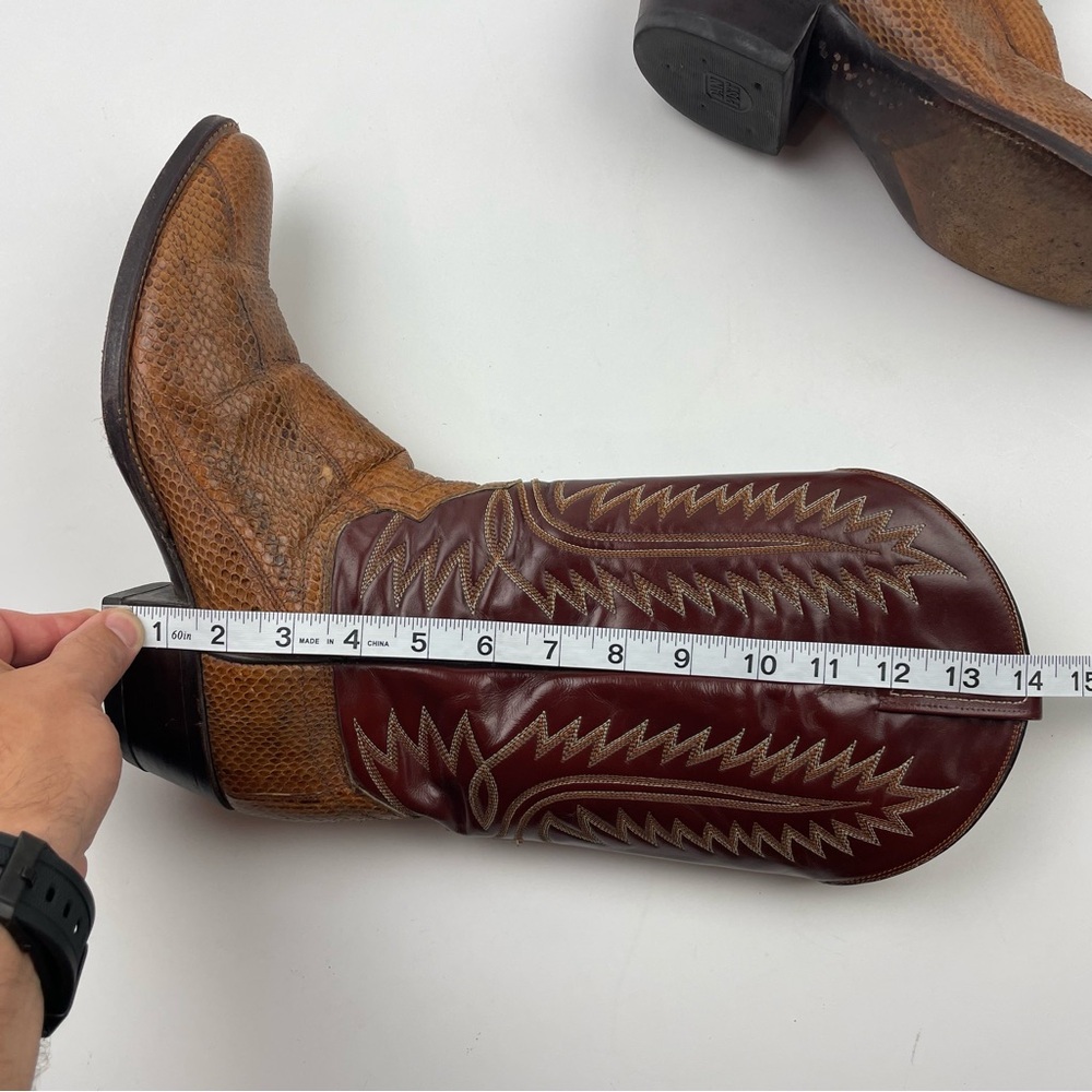 Vintage Dan Post Brown Front Cut Python Cowboy Bo… - image 12